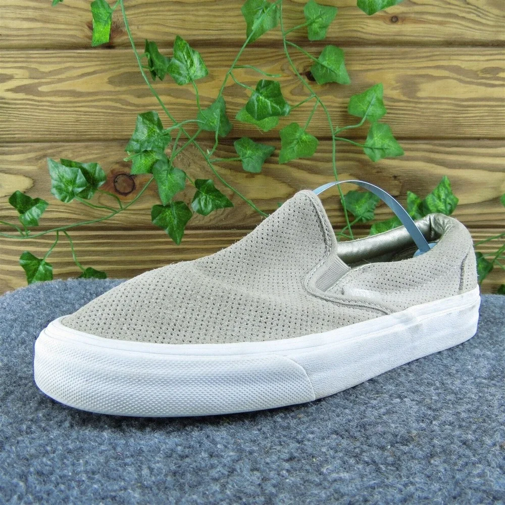 VANS Women Slip-On Shoes Brown Leather Slip On Size 7.5 Medium